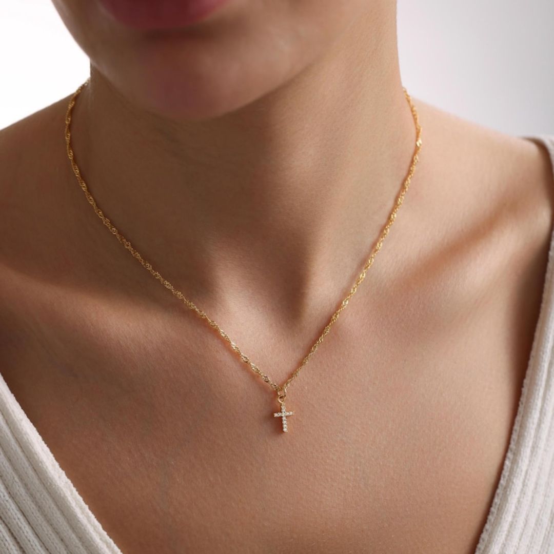Celeste Mini Cross Necklace