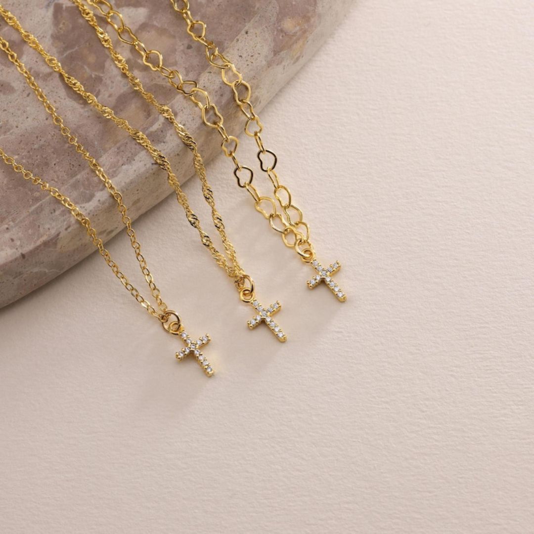 Celeste Mini Cross Necklace