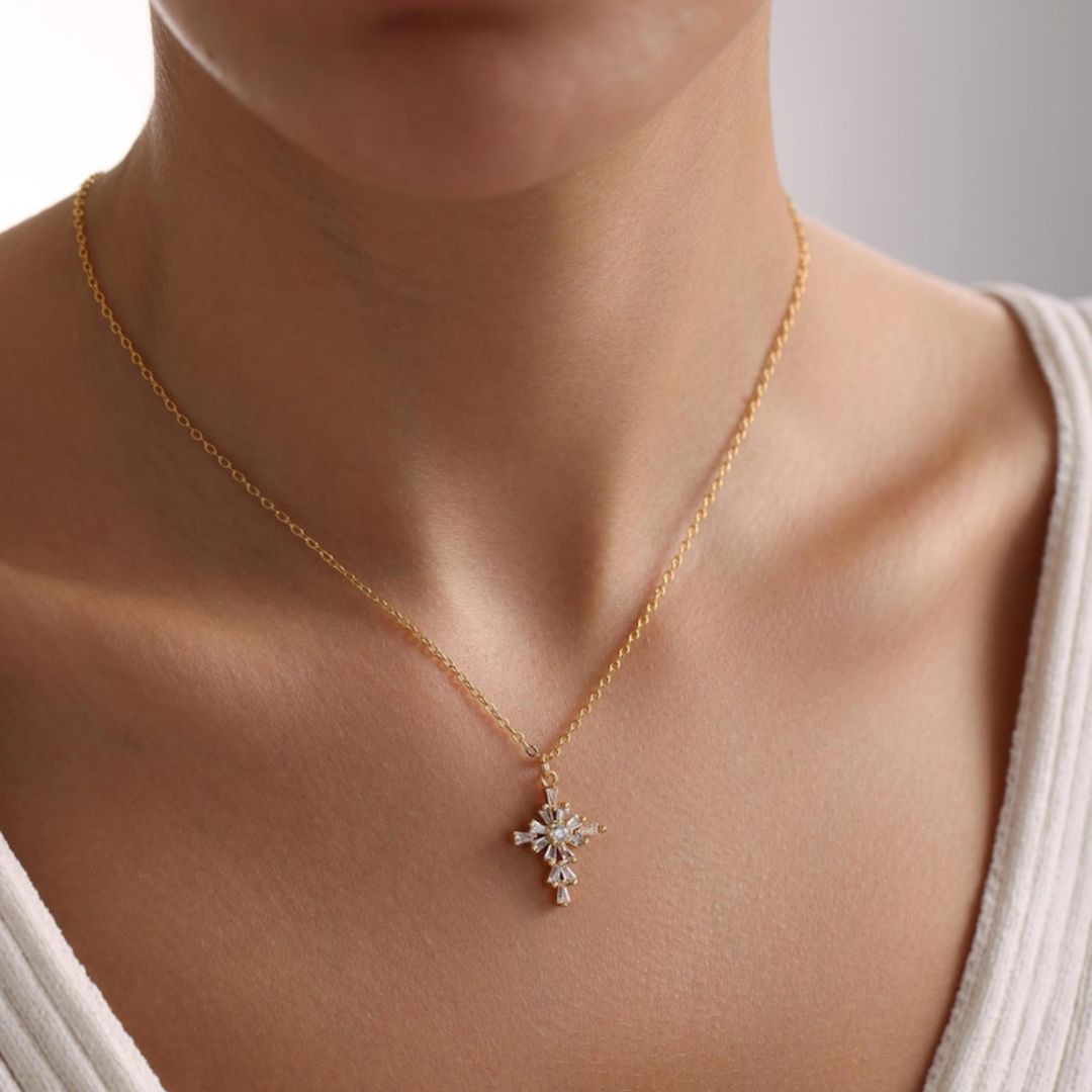 Verona Radiant Cross Necklace