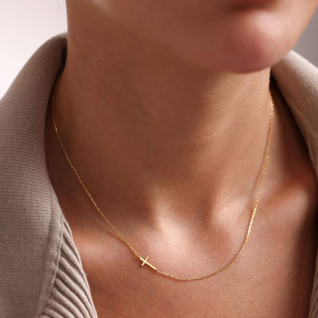 Serena Side Cross Necklace