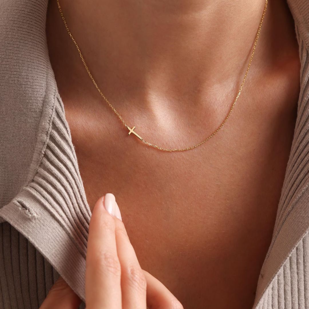 Serena Side Cross Necklace
