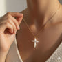 Aurora Pearl Cross Necklace