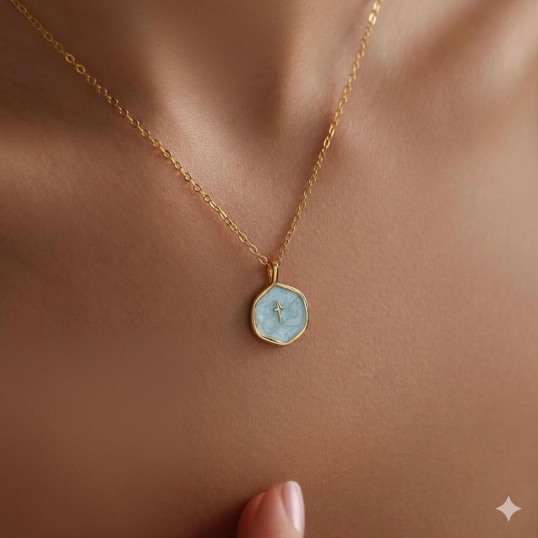 Sky Enamel Cross Necklace